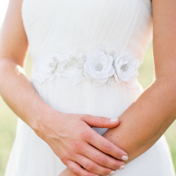 Bridal Flower Dress Sash. Bridal Gown Flower Sash. main image 4